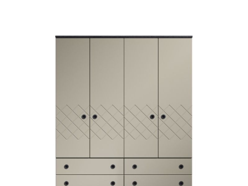 KT Geo Soft Grey And Black 4 Door Gents Wardrobe
