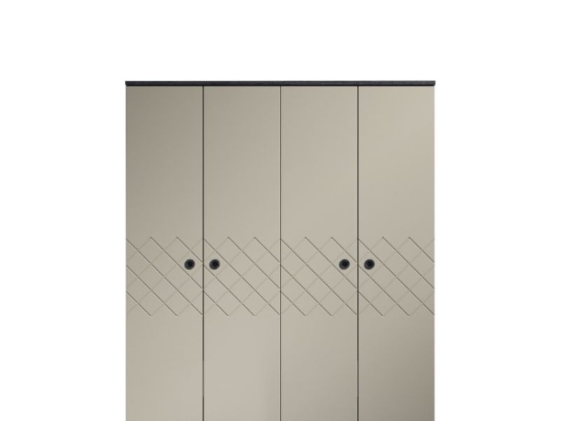 KT Geo Soft Grey And Black 4 Door Wardrobe