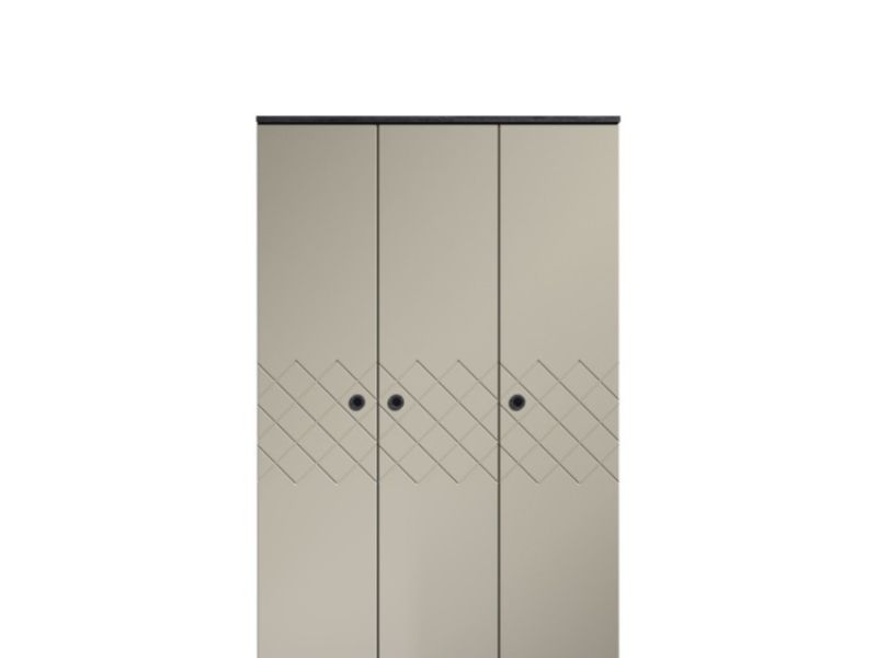KT Geo Soft Grey And Black 3 Door Wardrobe