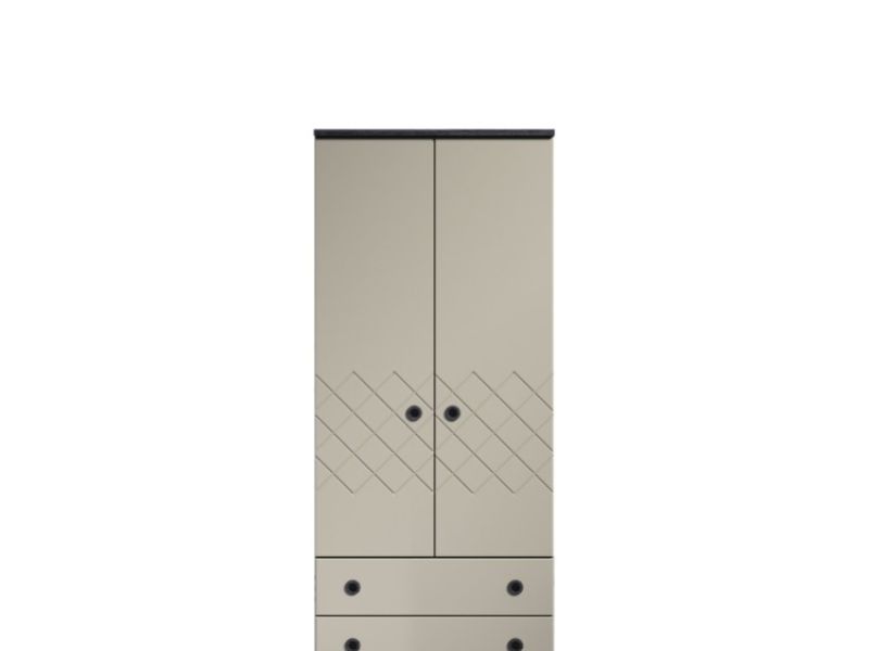 KT Geo Soft Grey And Black 2 Door Gents Wardrobe
