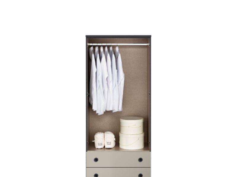 KT Geo Soft Grey And Black 2 Door Gents Wardrobe
