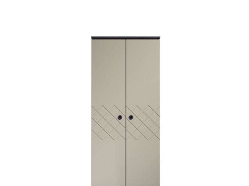 KT Geo Soft Grey And Black 2 Door Wardrobe