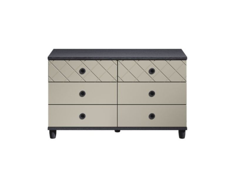 KT Geo Soft Grey And Black 6 Drawer Chest
