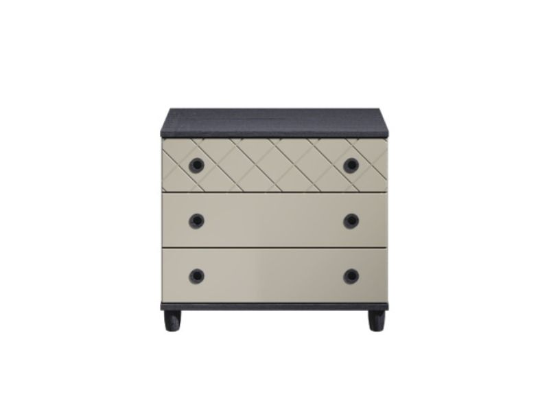 KT Geo Soft Grey And Black 3 Drawer Large Chest