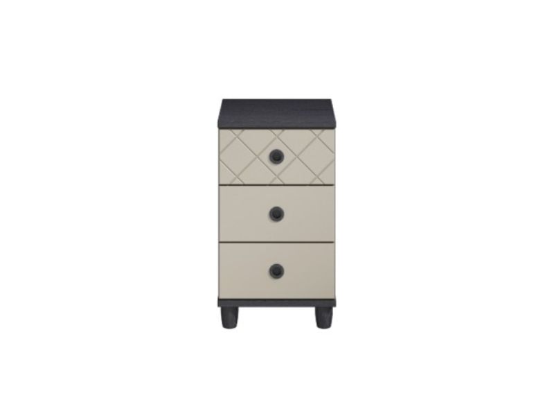 KT Geo Soft Grey And Black 3 Drawer Narrow Chest