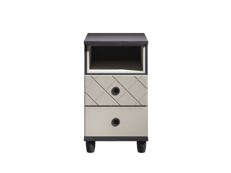 KT Geo Soft Grey And Black 2 Drawer Bedside