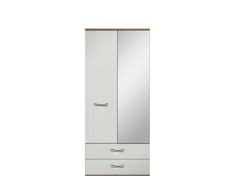 KT Moda White 2 Door Mirrored Gents Wardrobe