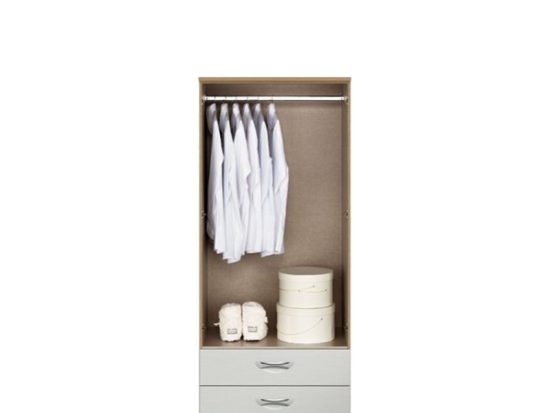 KT Moda White 2 Door Mirrored Gents Wardrobe