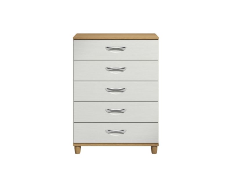 KT Moda White 5 Drawer Large Chest