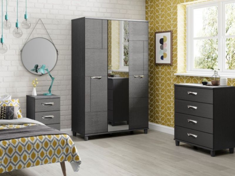 KT Moda Graphite And Black 3 Drawer Narrow Chest