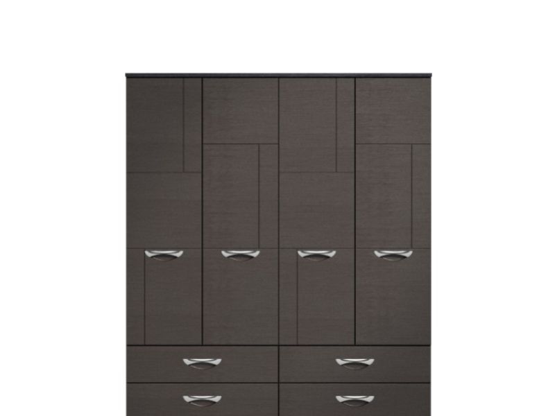 KT Moda Graphite And Black 4 Door Gents Wardrobe