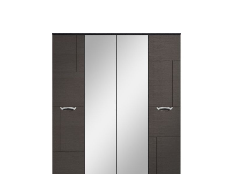 KT Moda Graphite And Black 4 Door Mirrored Wardrobe