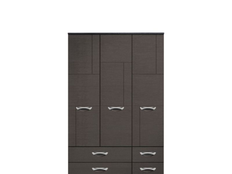 KT Moda Graphite And Black 3 Door Gents Wardrobe