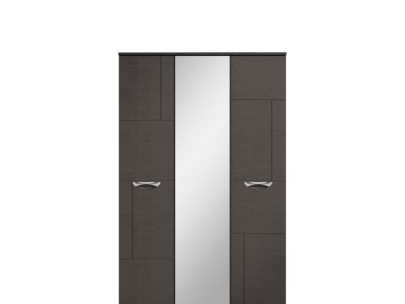KT Moda Graphite And Black 3 Door Mirrored Wardrobe
