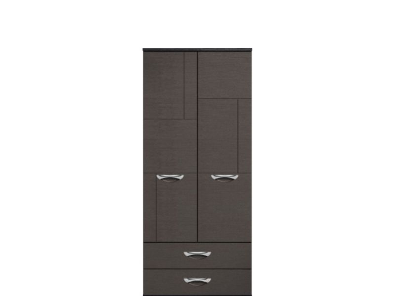 KT Moda Graphite And Black 2 Door Gents Wardrobe