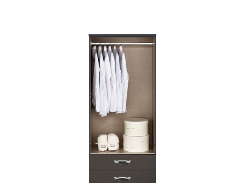 KT Moda Graphite And Black 2 Door Mirrored Gents Wardrobe