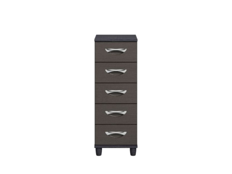 KT Moda Graphite And Black Narrow 5 Drawer Chest