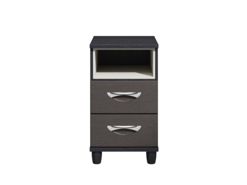 KT Moda Graphite And Black 2 Drawer Bedside Pod Chest
