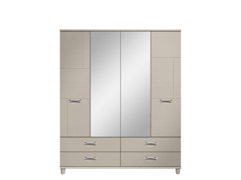 KT Moda Cashmere And Elm 4 Door Mirrored Gents Wardrobe