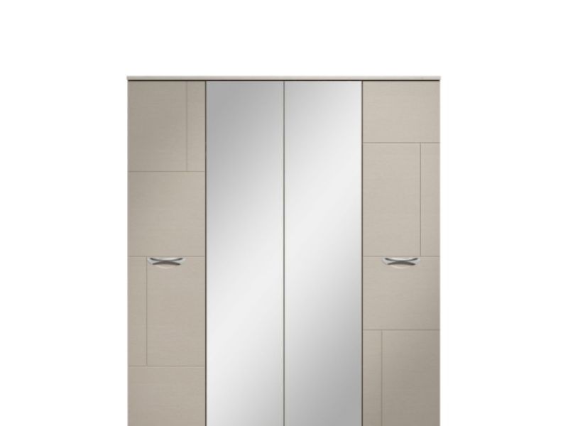 KT Moda Cashmere And Elm 4 Door Mirrored Wardrobe