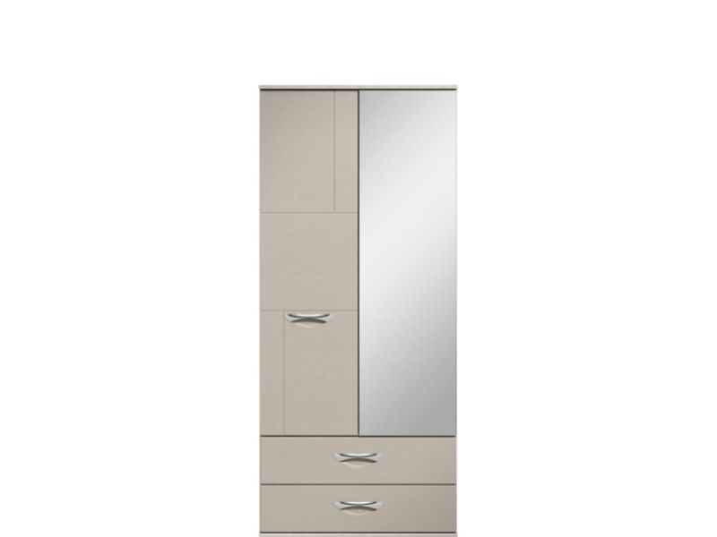 KT Moda Cashmere And Elm 2 Door Mirrored Gents Wardrobe