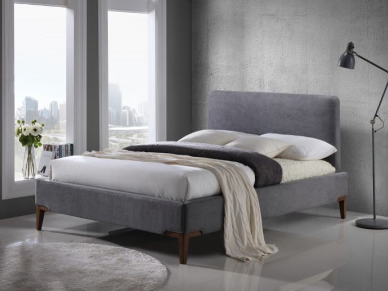 Time Living Durban 5ft Kingsize Grey Fabric Bed Frame