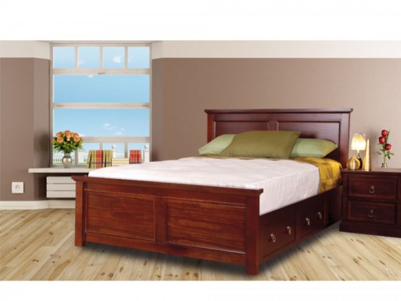 Sweet Dreams Wagner 4ft6 Double Bed Frame with Under Bed Drawers in Mahogany