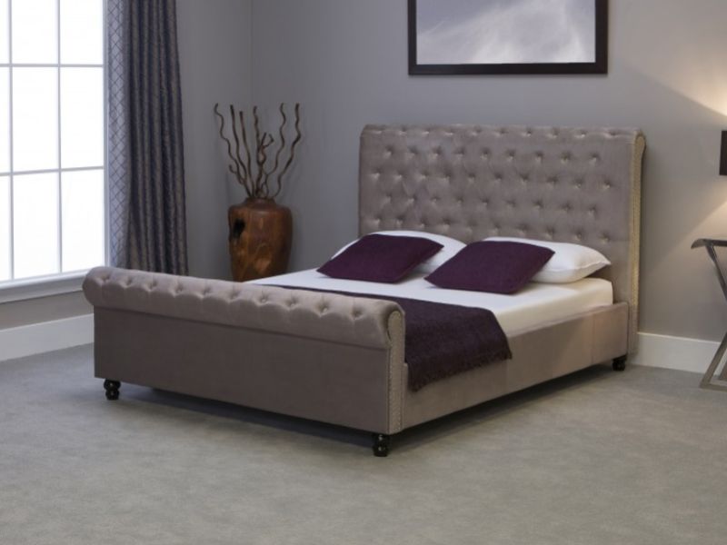 Emporia Mayfair 4ft6 Double Silver Fabric Bed