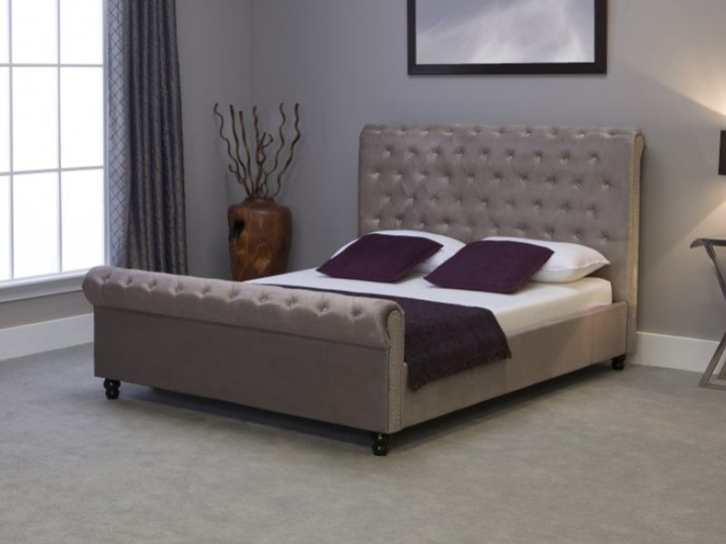 Emporia Mayfair 5ft Kingsize Silver Fabric Bed