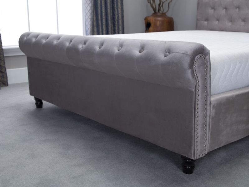 Emporia Mayfair 5ft Kingsize Silver Fabric Bed