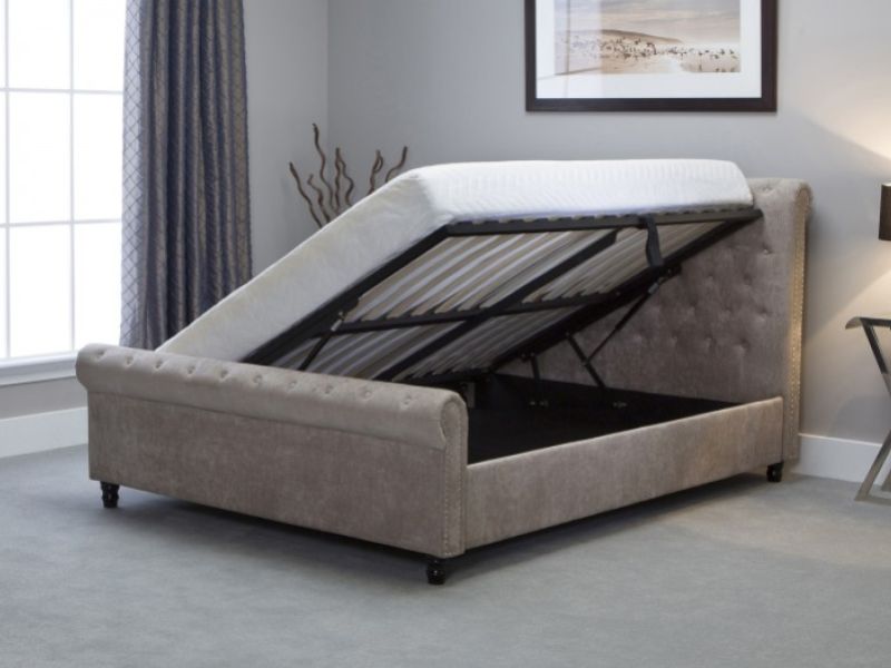 Emporia Oxford 4ft6 Double Stone Fabric Ottoman Bed