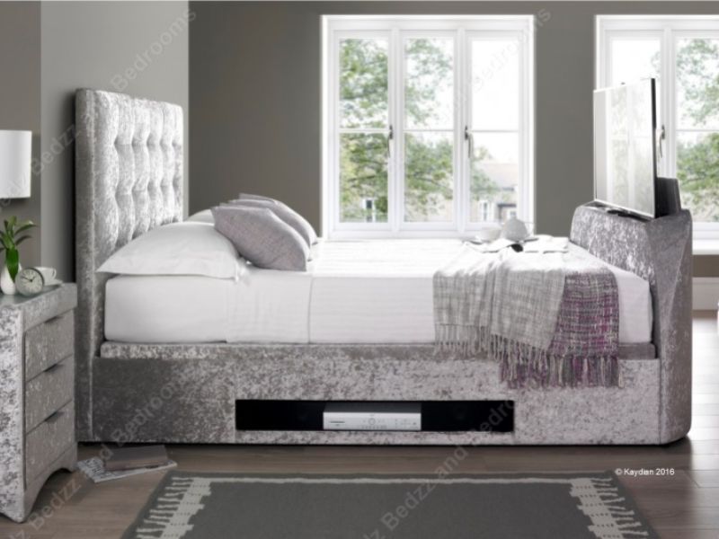 Kaydian Barnard 5ft Kingsize Silver Velvet Ottoman TV Bed