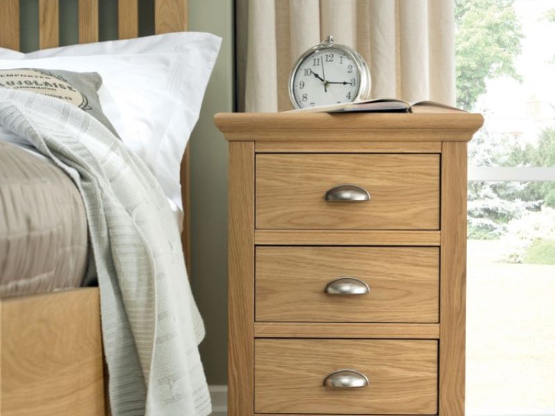 Bentley Designs Hampstead Oak 3 Drawer Nightstand