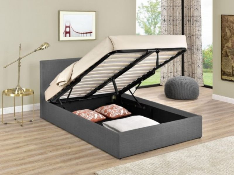 Birlea Berlin 3ft Single Grey Check Fabric Ottoman Bed