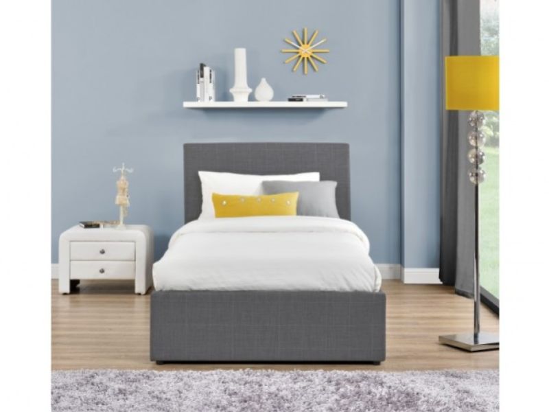 Birlea Berlin 3ft Single Grey Check Fabric Ottoman Bed