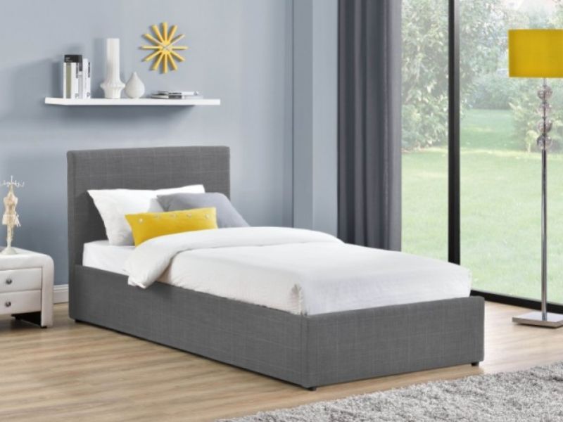 Birlea Berlin 3ft Single Grey Check Fabric Ottoman Bed
