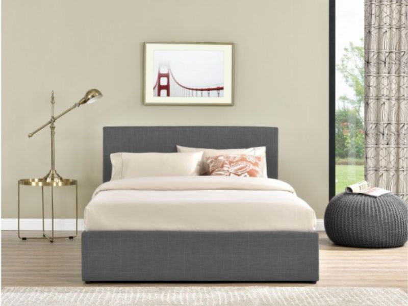 Birlea Berlin 4ft6 Double Grey Check Fabric Ottoman Bed