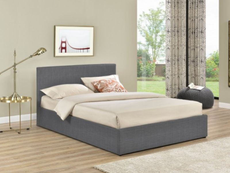 Birlea Berlin 4ft Small Double Grey Check Fabric Ottoman Bed