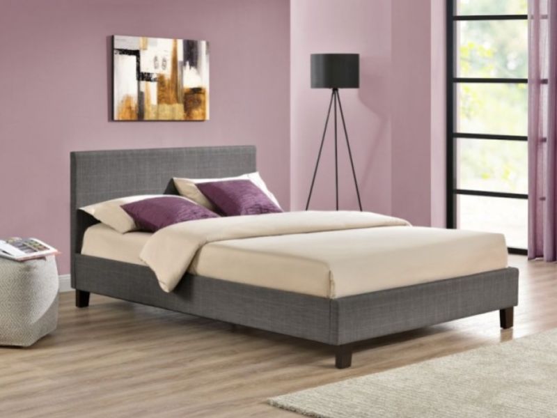 Birlea Berlin 4ft Small Double Grey Check Fabric Bed Frame