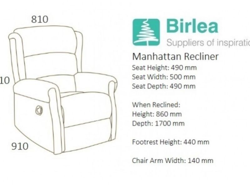 Birlea Manhattan Brown Faux Leather Recliner Chair