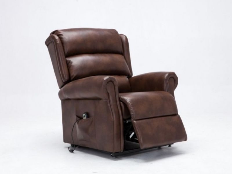 Birlea Manhattan Brown Faux Leather Rise And Recline Chair