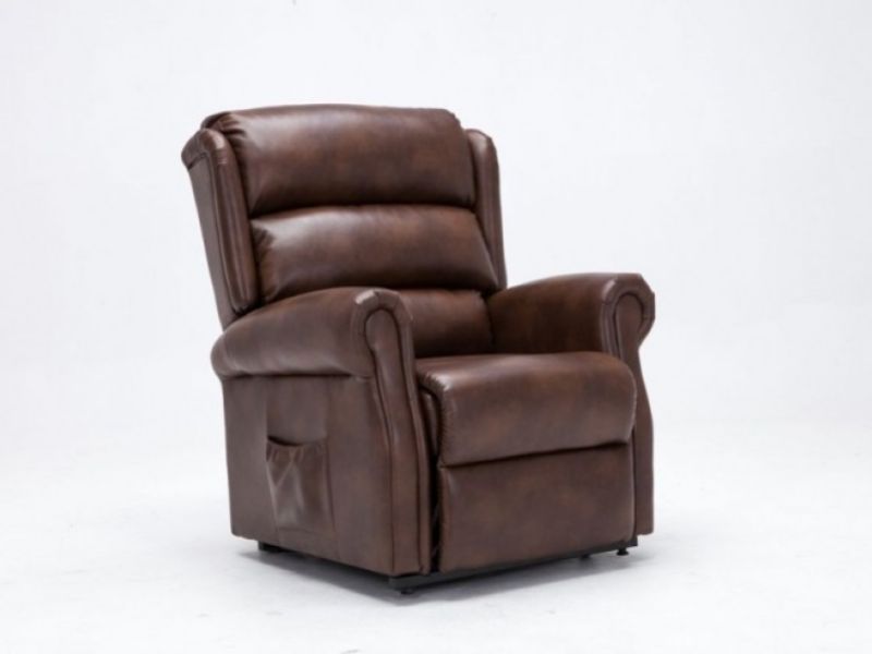 Birlea Manhattan Brown Faux Leather Rise And Recline Chair