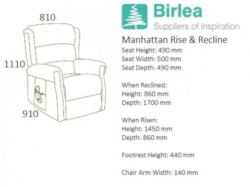 Birlea Manhattan Fabric Rise And Recline Chair