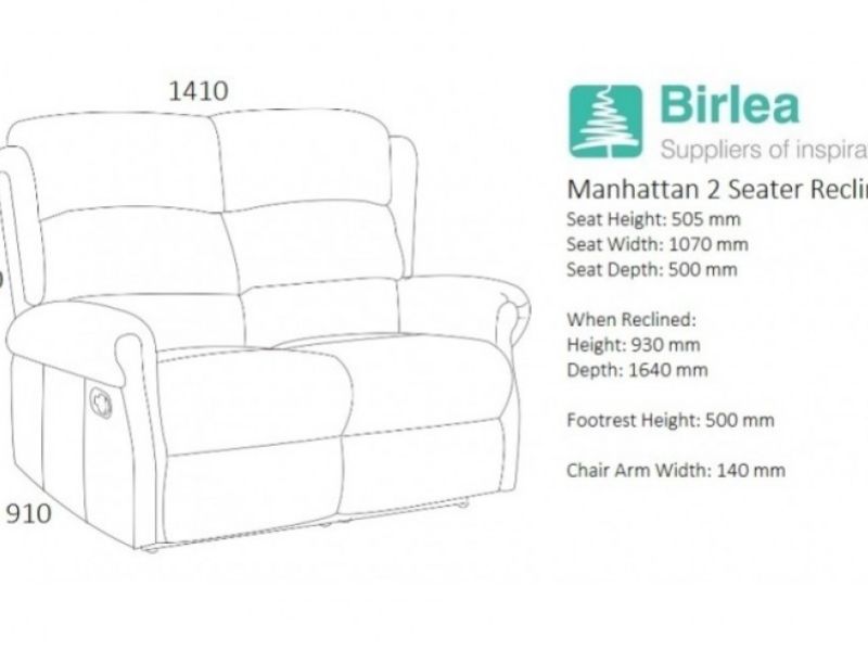 Birlea Manhattan Fabric Recliner 2 Seater Sofa