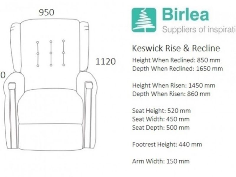 Birlea Keswick Fabric Rise And Recline Chair