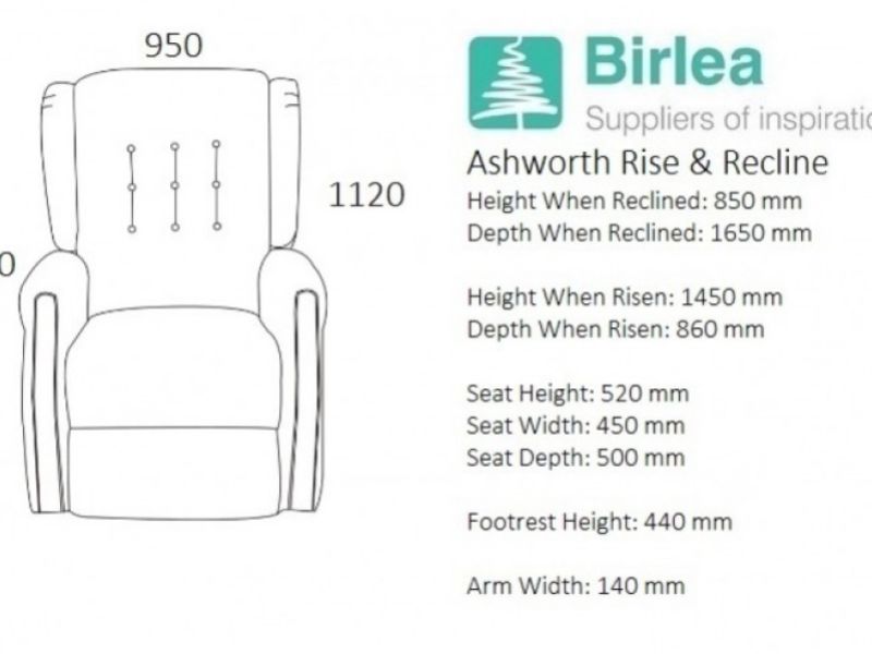 Birlea Ashworth Fabric Rise And Recline Chair
