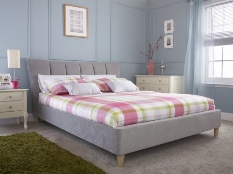 GFW Luciana 5ft Kingsize Silver Upholstered Bed Frame