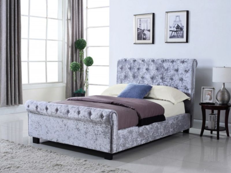 Flintshire Whitford 5ft Kingsize Silver Fabric Side Lift Ottoman Bed