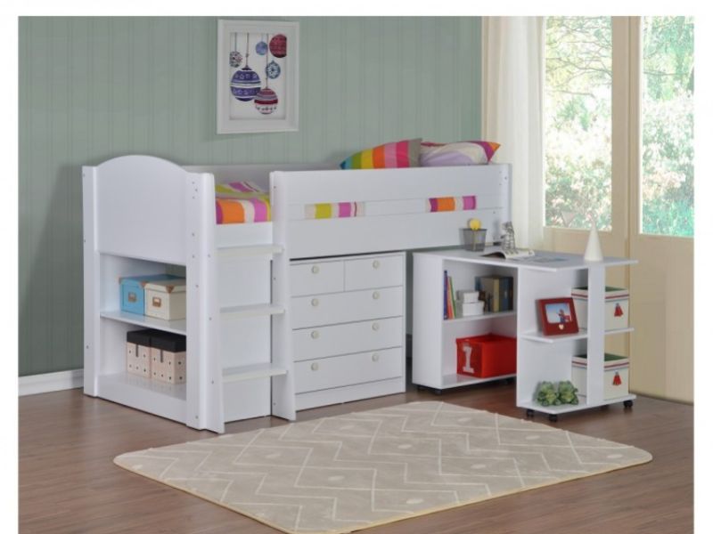 Flintshire Frankie White Wooden Midsleeper Bed