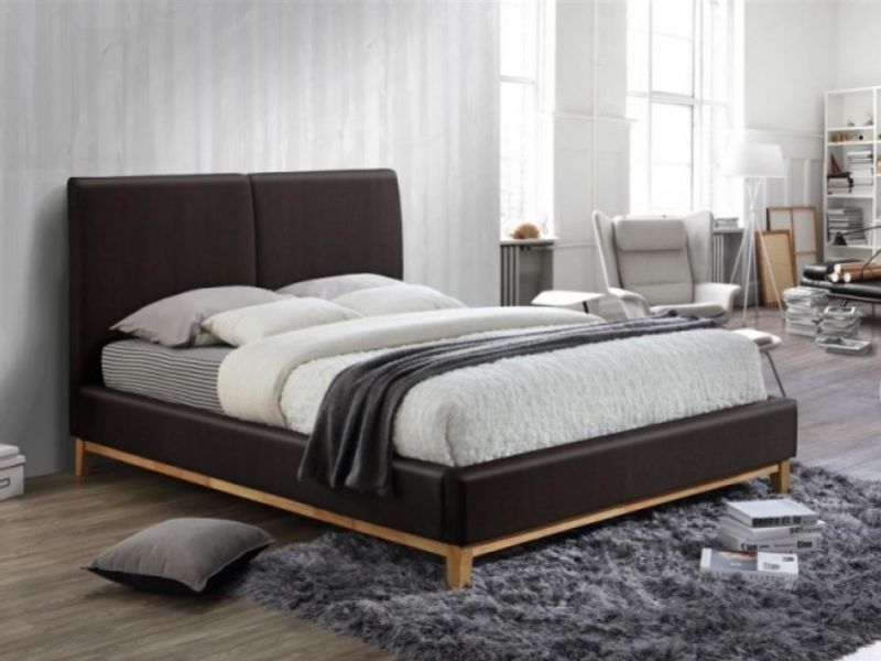 Birlea Helsinki 4ft6 Double Brown Faux Leather Bed Frame